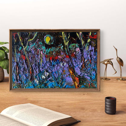 Oil painting Moonlit night by Oleksiy Ivanyuk in wooden frame