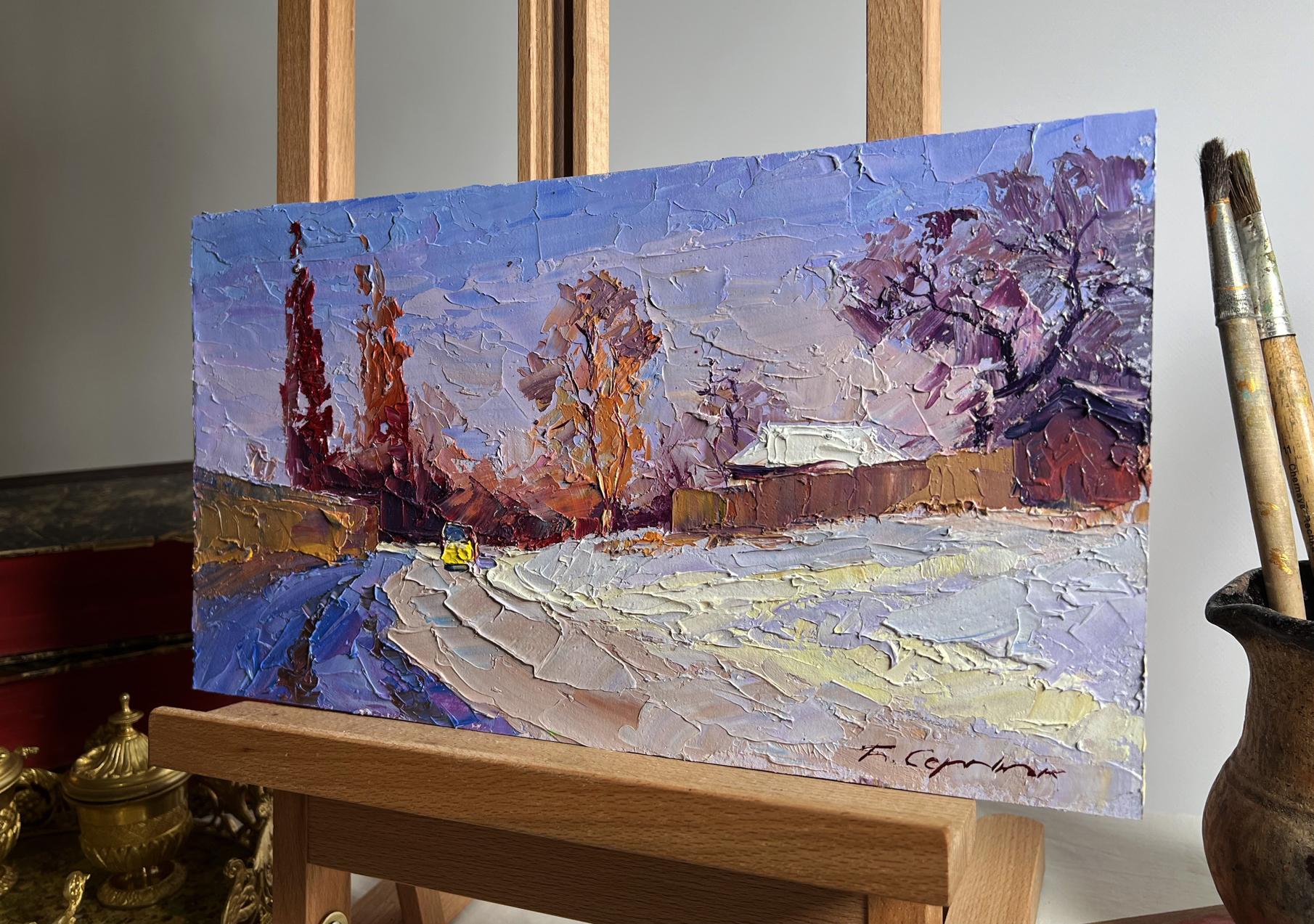 Oil painting The street was covered with snow by Boris Serdyuk, winter landscape