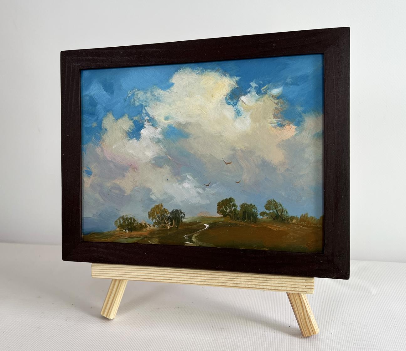 Oil painting Birds flying home by Yuriy Suprunchuk in wooden frame