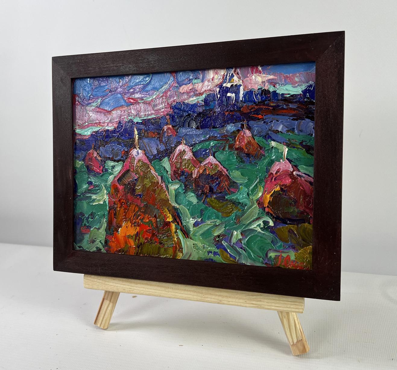 Oil painting The evening is falling silent by Oksana Ivanyuk in wooden frame