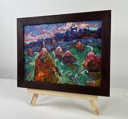 Oil painting The evening is falling silent by Oksana Ivanyuk in wooden frame