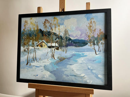 Framed oil painting Winter Breeze in the Forest by Yuriy Suprunchuk
