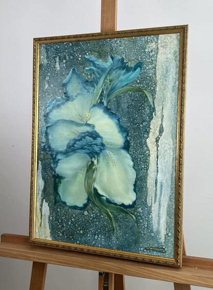 Framed oil painting A flower that remembers the rain by Vasily Korkishko