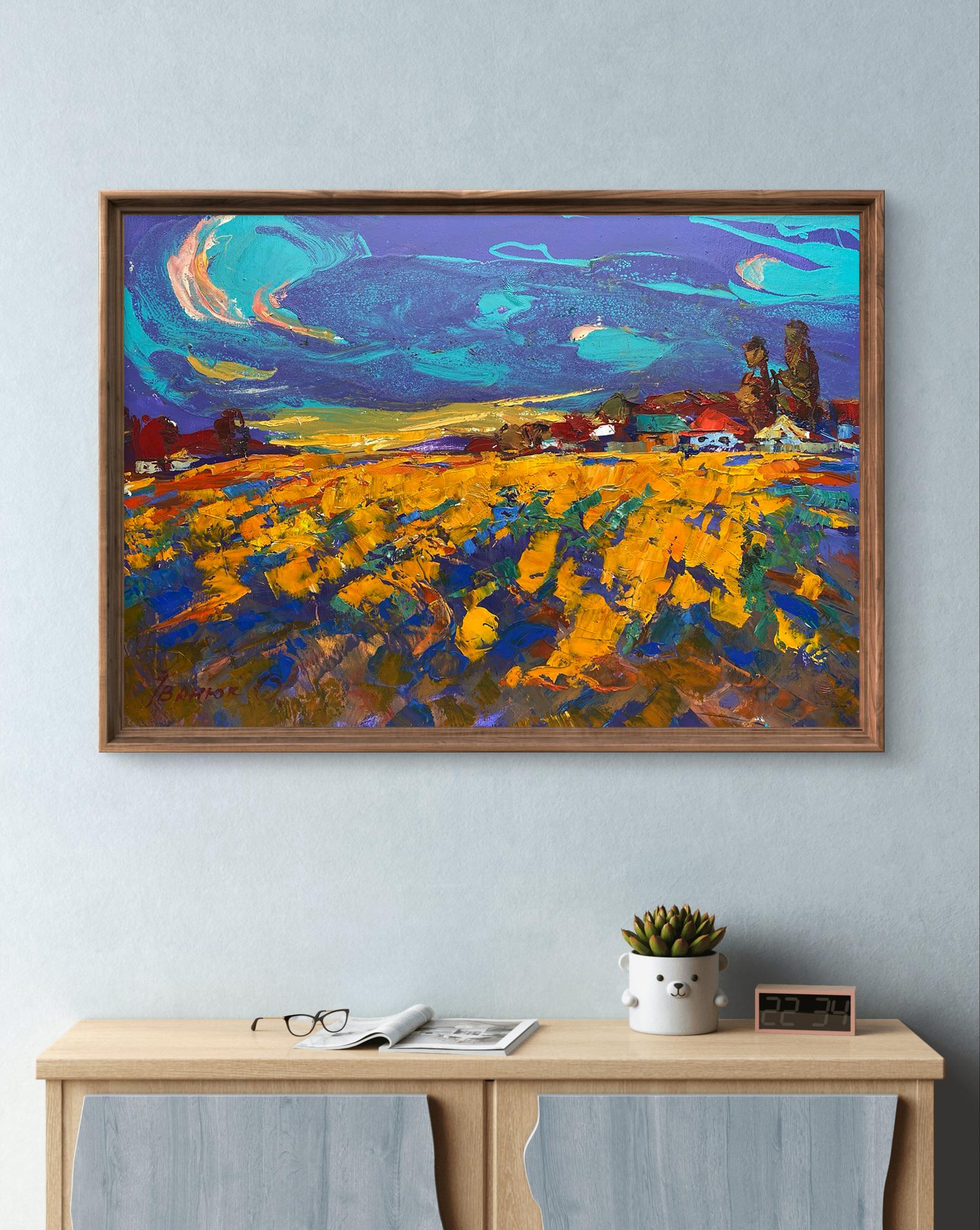 Oil painting Distance beckons by Oleksiy Ivanyuk in rustic frame