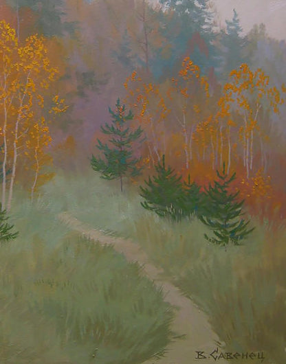 Oil painting Autumn melancholy of nature by Valery Savenets misty forest path