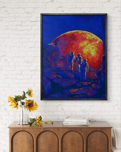 Oil painting Red ball in space Anatoly Varvarov