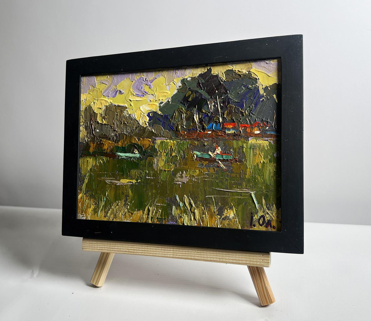 Oil painting Evening Silence by the River by Oleksiy Ivanyuk lakeside scene