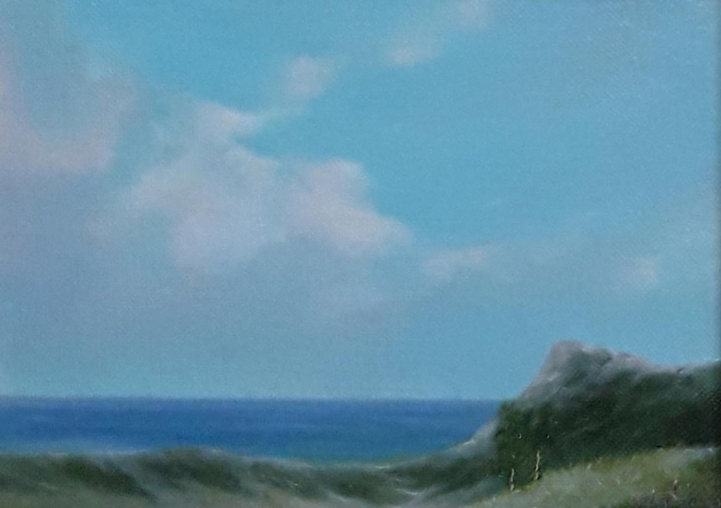Oil painting Near the summer sea by Vasily Korkishko serene coastal view