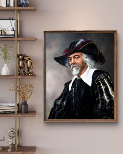 Oil painting Keep Your Friends Luck Valeriy Bulat portrait of man in ornate hat