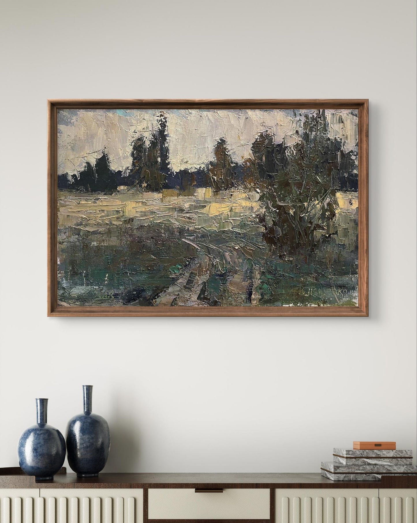 Oil painting On the glade by Volodymyr Pashchenko, rustic landscape