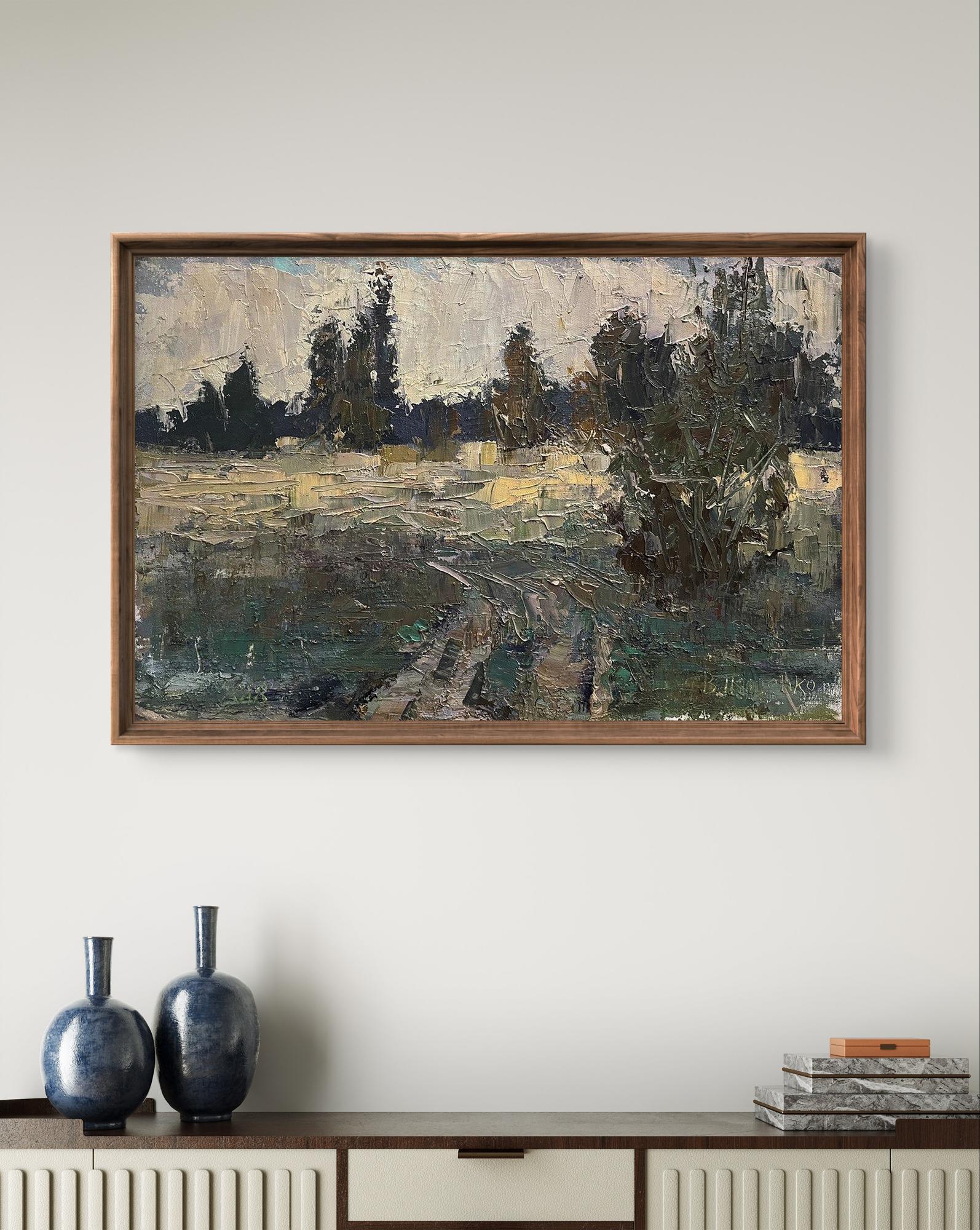 Oil painting On the glade by Volodymyr Pashchenko, rustic landscape