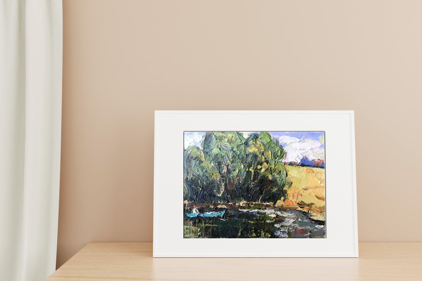 Secluded Forest Lake depicted in oil by Oksana Ivanyuk