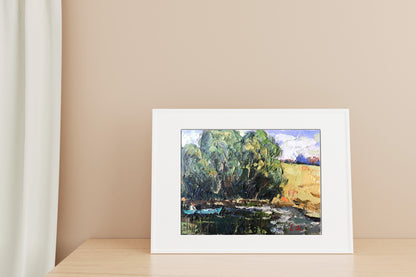 Secluded Forest Lake depicted in oil by Oksana Ivanyuk