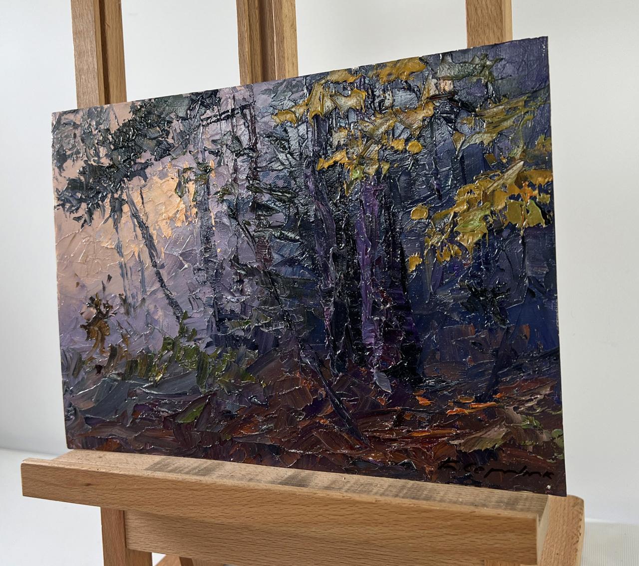 Oil painting Fog in the autumn forest by Boris Serdyuk textured canvas