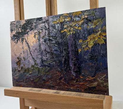 Oil painting Fog in the autumn forest by Boris Serdyuk textured canvas