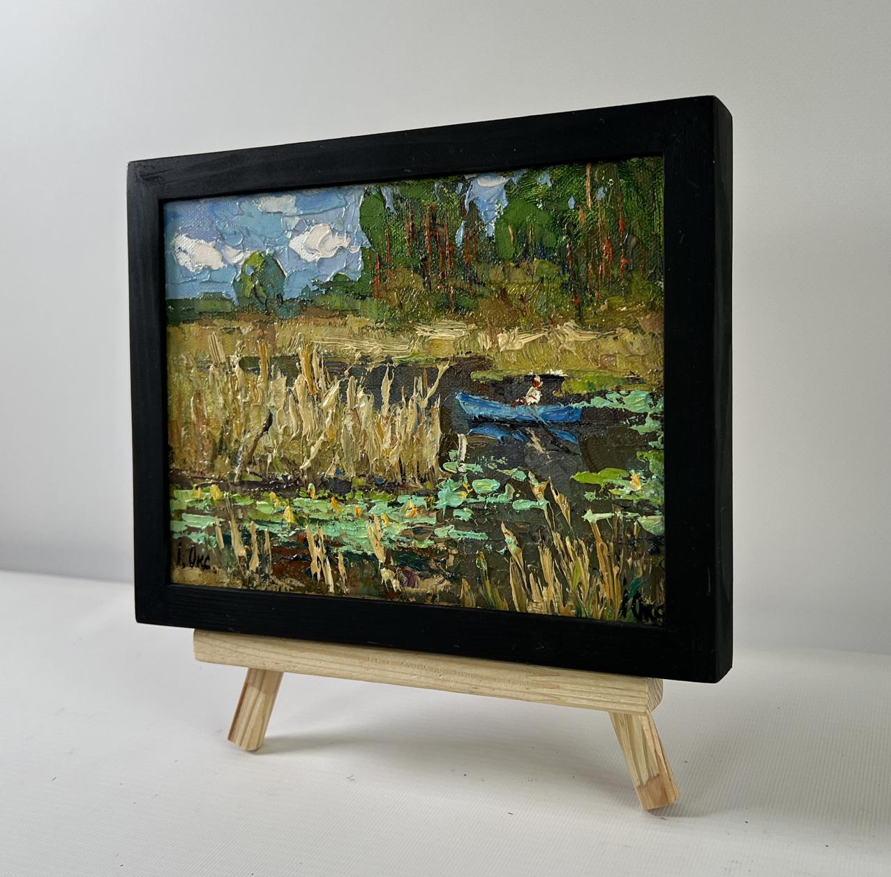 Oil painting Where Water Sleeps by Oksana Ivanyuk serene reed landscape