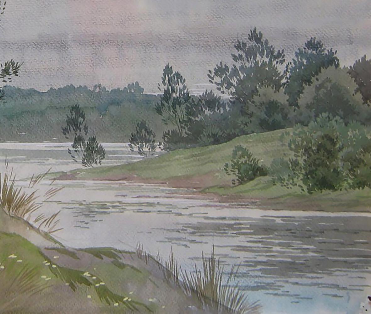 Watercolor painting Winding Summer River by Valery Savenets
