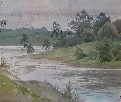 Watercolor painting Winding Summer River by Valery Savenets