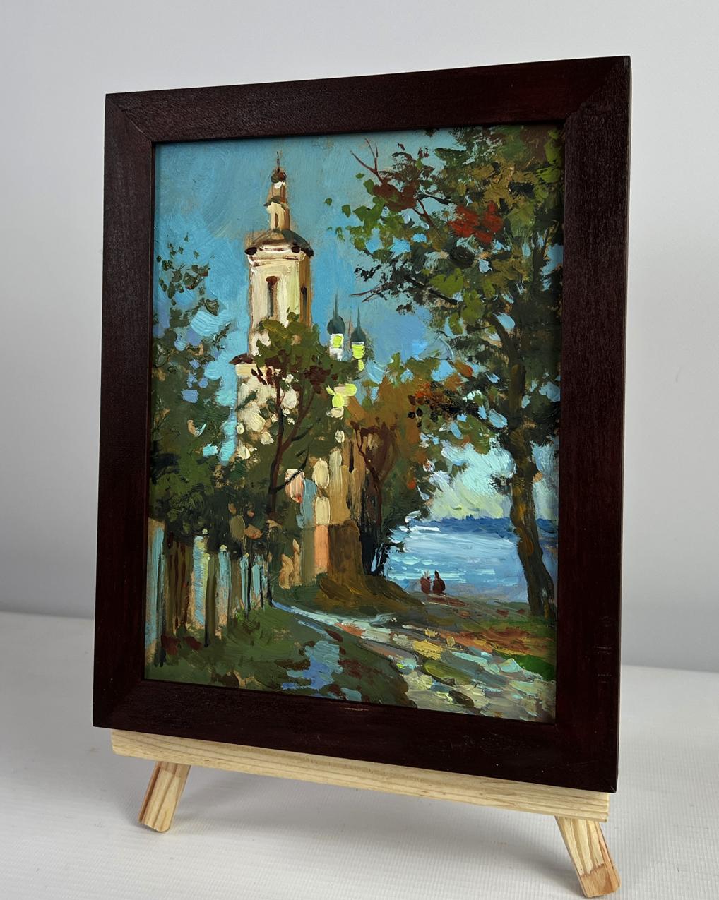 Oil painting Towers of the Monastery by Yuriy Suprunchuk on easel