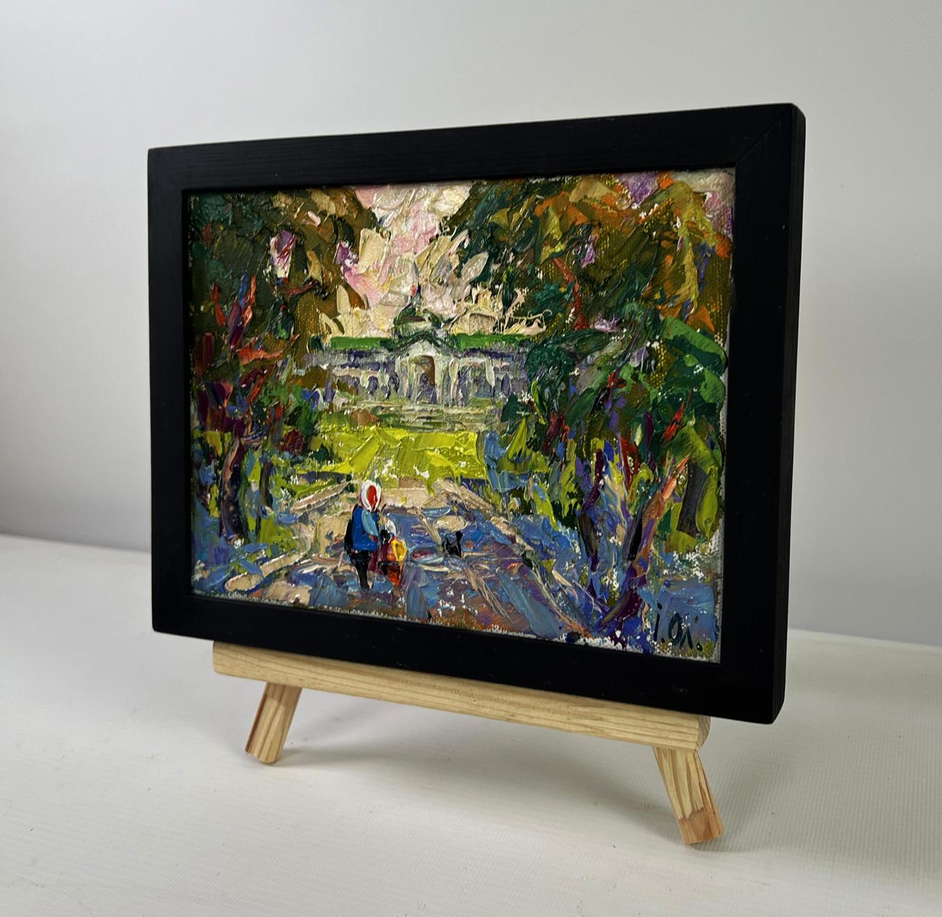 Oil painting Peace of the Park by Oleksiy Ivanyuk in black frame