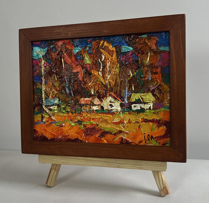Oil painting Crimson autumn in the village by Oleksiy Ivanyuk