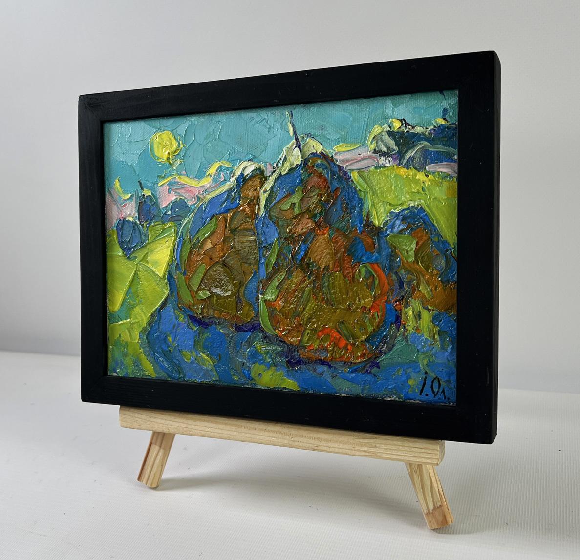 Oil painting Evening light in the fields by Oleksiy Ivanyuk in black frame