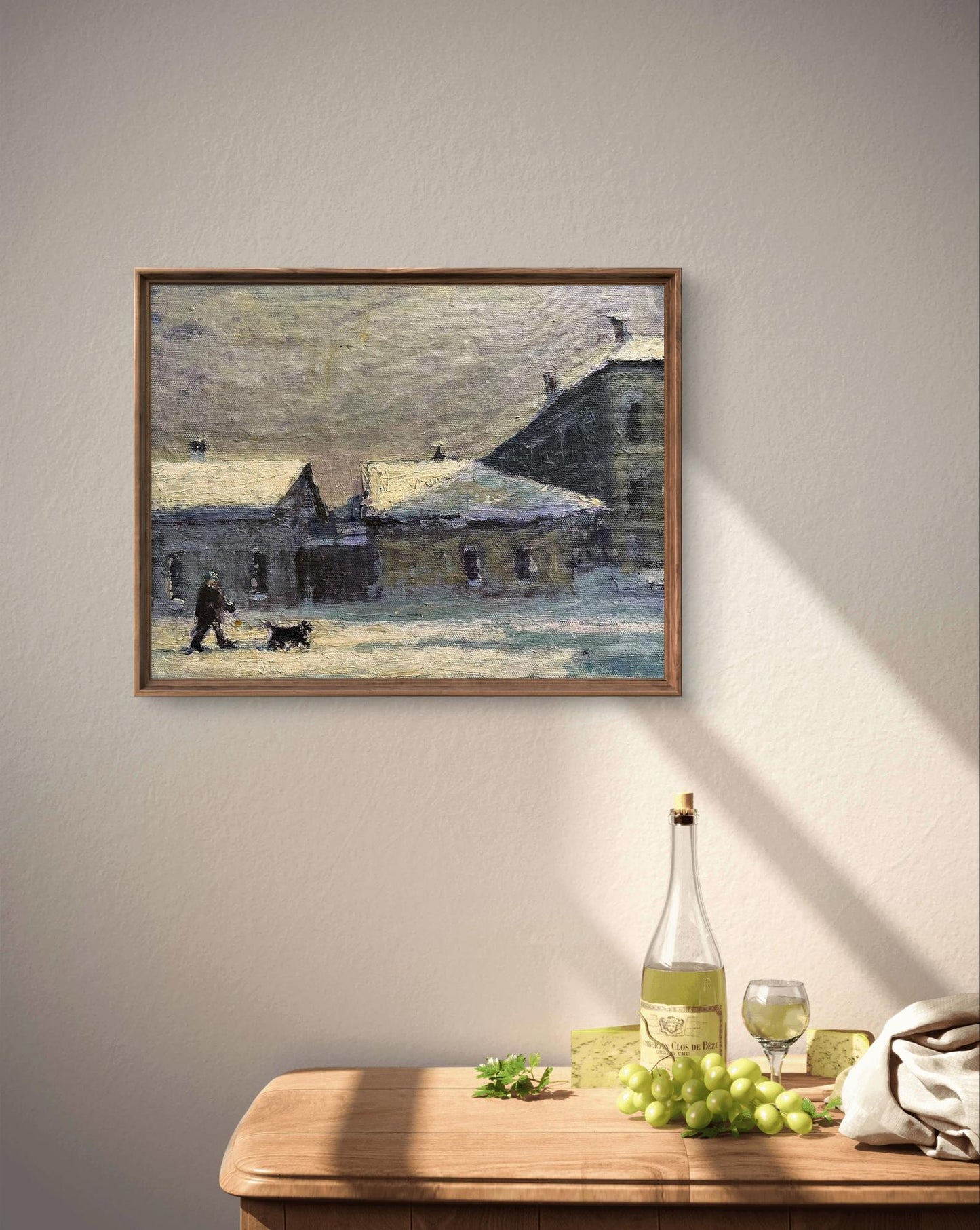 Framed impressionist oil painting Winter walk by Volodymyr Pashchenko