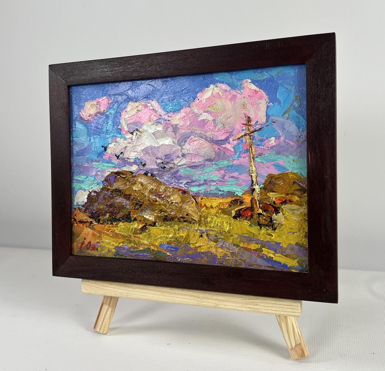 Oil painting The sun touches the ground by Oleksiy Ivanyuk in wooden frame