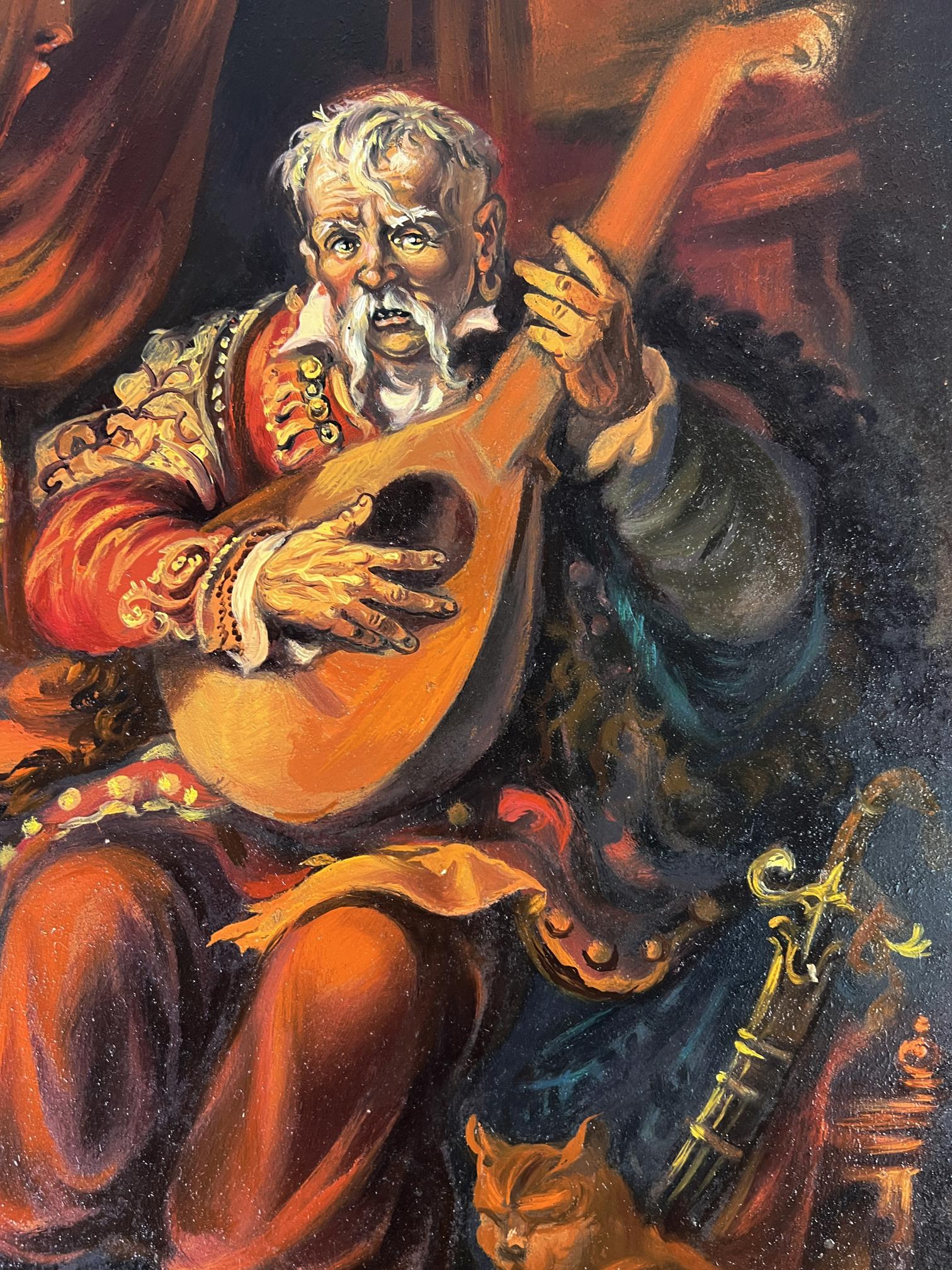 Oil painting of elderly man with bandura by Alexander Litvinov