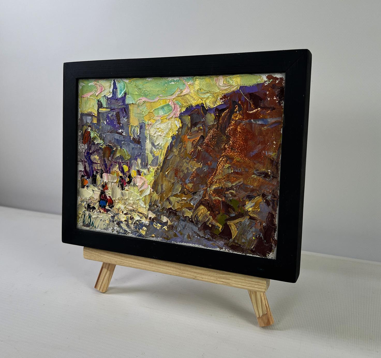 Oil painting of Old Fortress by Oleksiy Ivanyuk in black frame