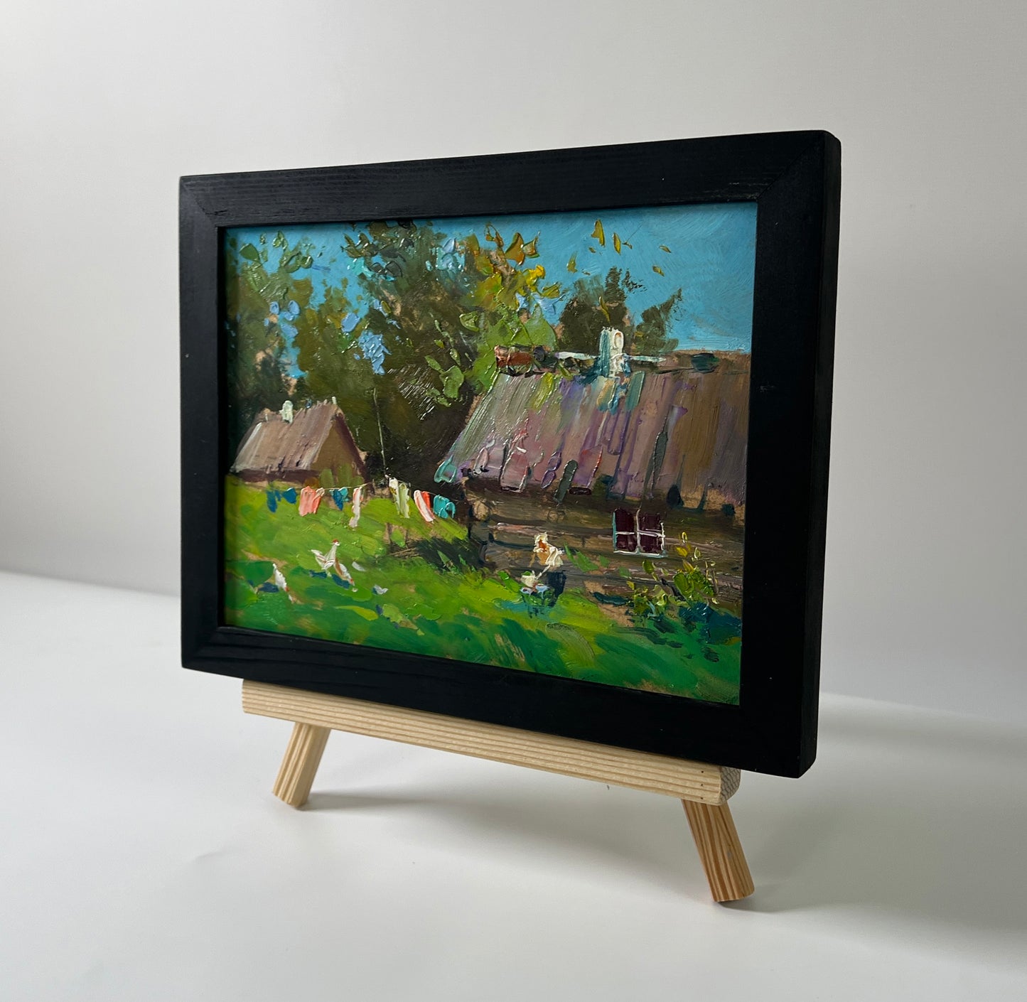Oil painting Quiet village life by Yuriy Suprunchuk rustic village scene