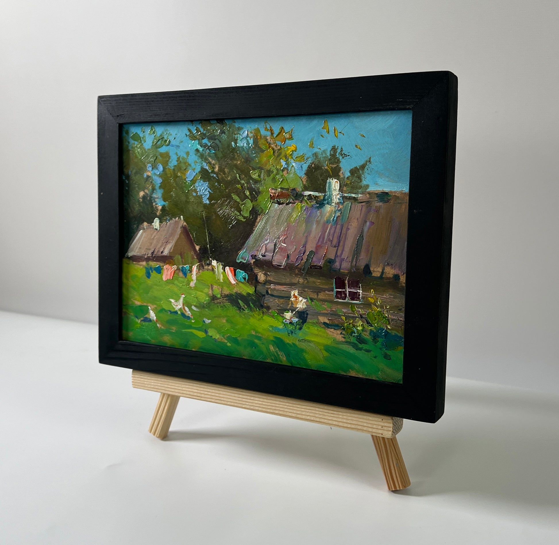 Oil painting Quiet village life by Yuriy Suprunchuk rustic village scene