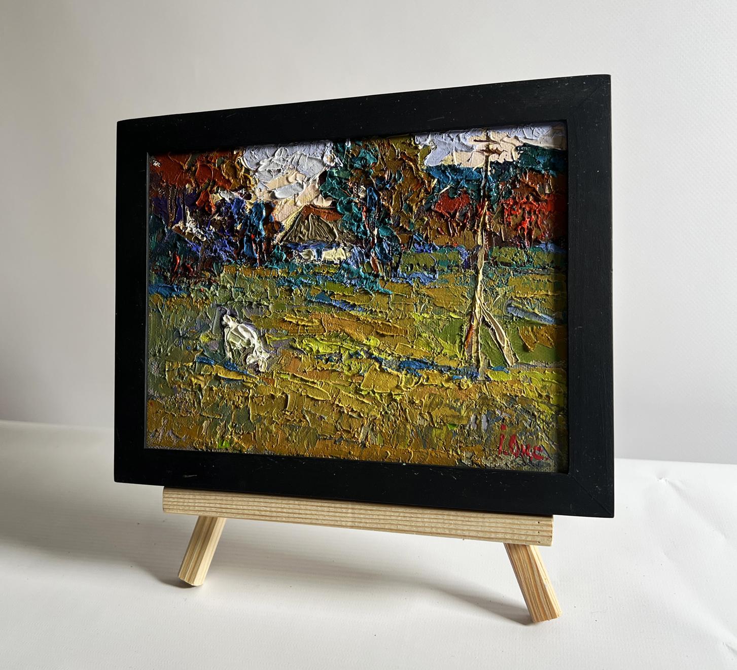 Oil painting Enjoy the Silence and Nature by Oksana Ivanyuk in black frame