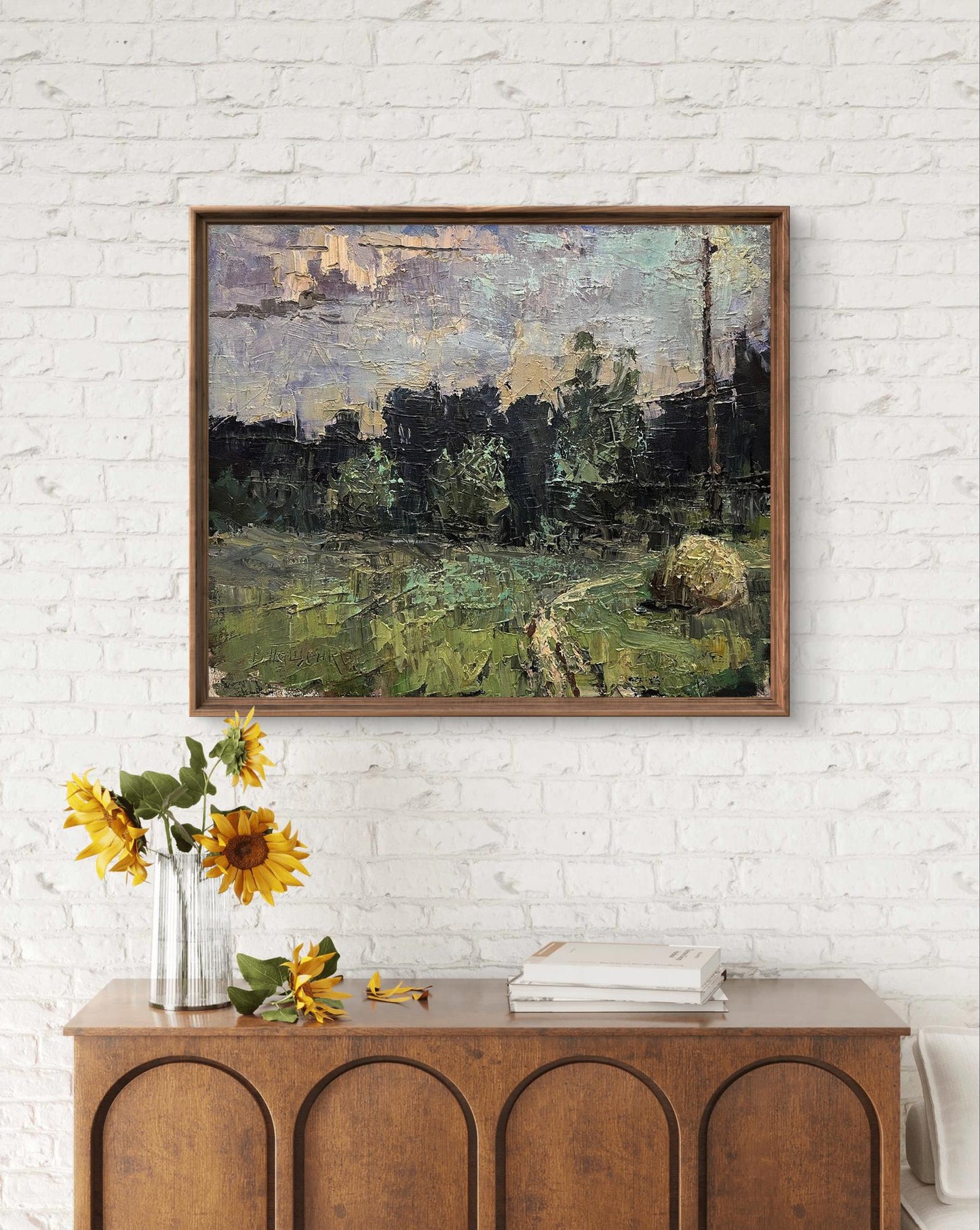 Framed Oil painting May forest by Volodymyr Pashchenko, impressionist landscape