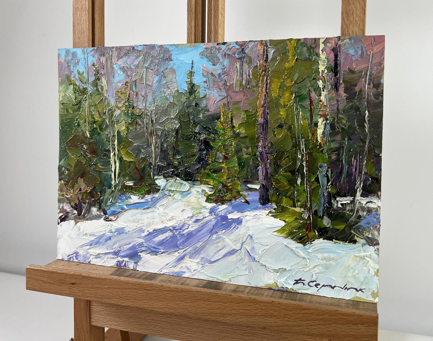 Oil painting Winter fairy tale in snowy forest by Boris Serdyuk