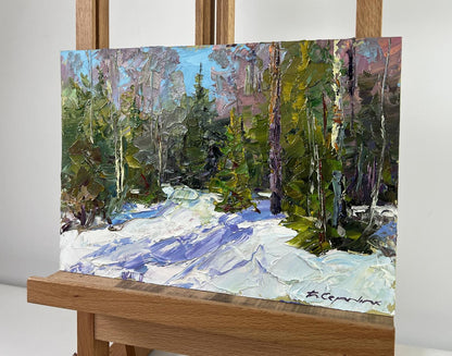 Oil painting Winter fairy tale in snowy forest by Boris Serdyuk