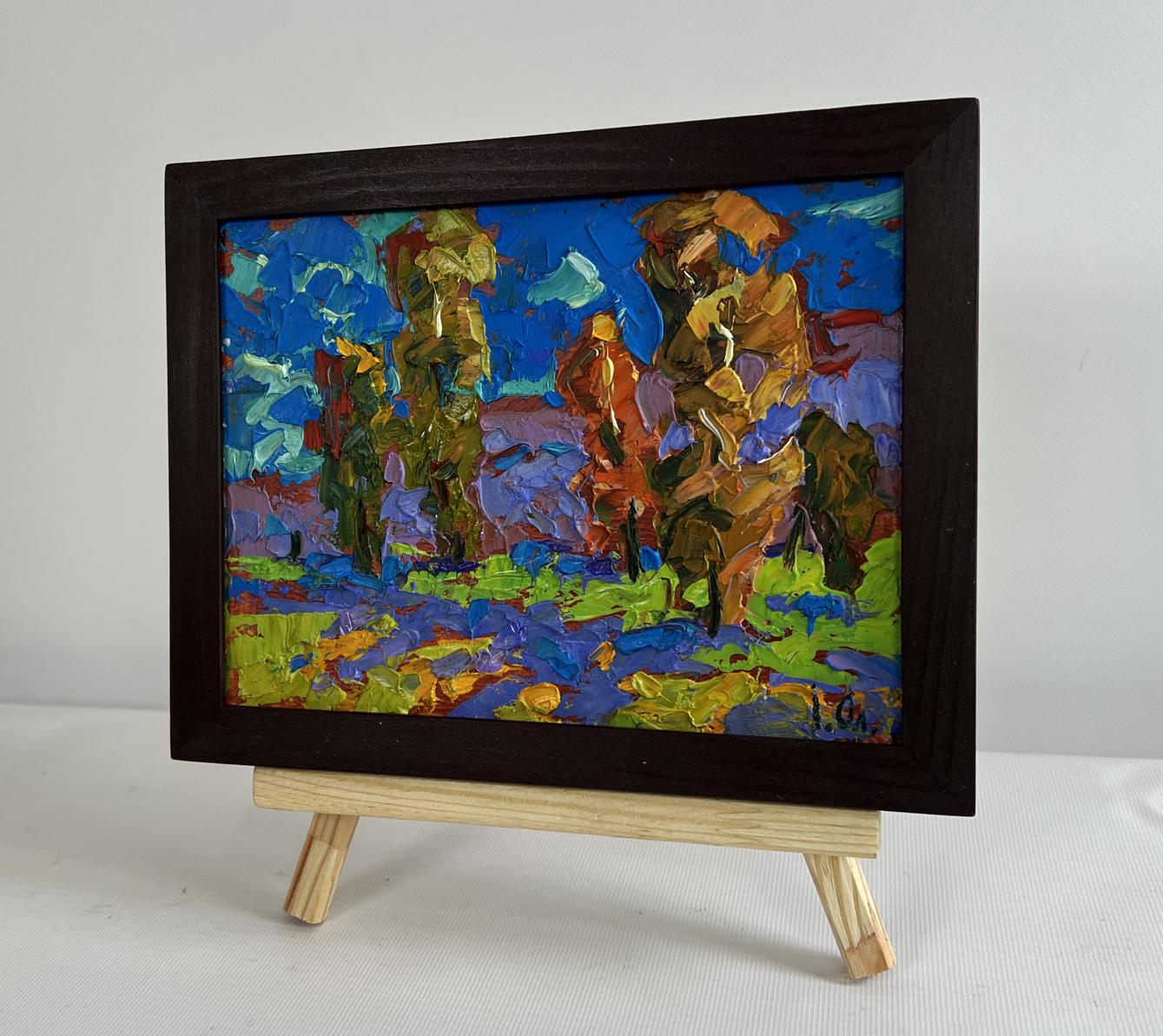 Oil painting The rustle of trees in the wind by Oleksiy Ivanyuk in wooden frame
