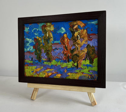 Oil painting The rustle of trees in the wind by Oleksiy Ivanyuk in wooden frame