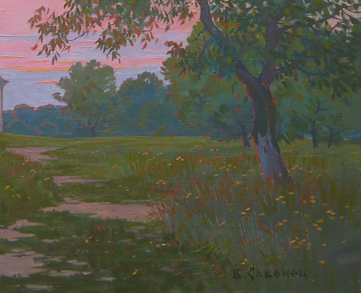 Oil painting Warm summer evening by Valery Savenets serene landscape