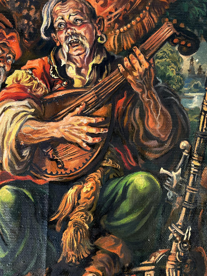 Oil painting of rustic wooden lute by Alexander Litvinov