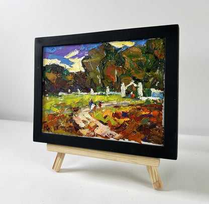 Oil painting In the Evening Calm by Oleksiy Ivanyuk in black frame