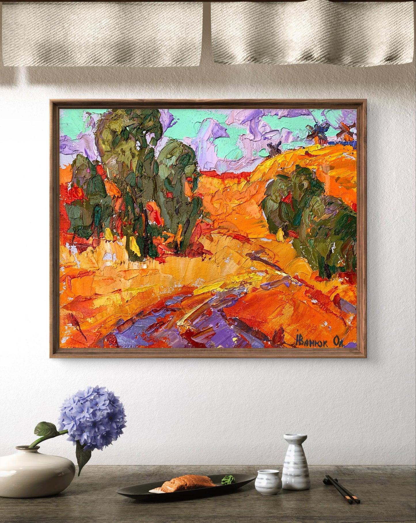 Vibrant Strong Wind oil painting by Ivanyuk Oleksiy in wooden frame
