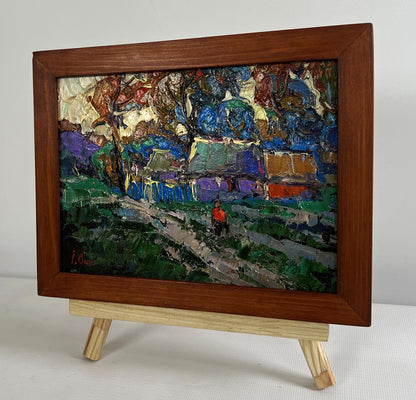 Oil painting Cool wind in the evening by Oksana Ivanyuk in wooden frame