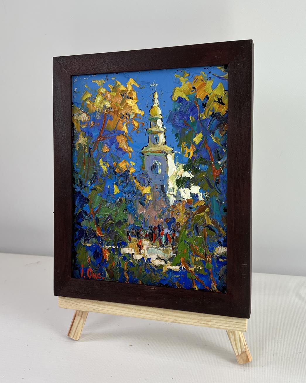 Oil painting Church in the embrace of nature by Oksana Ivanyuk in wooden frame