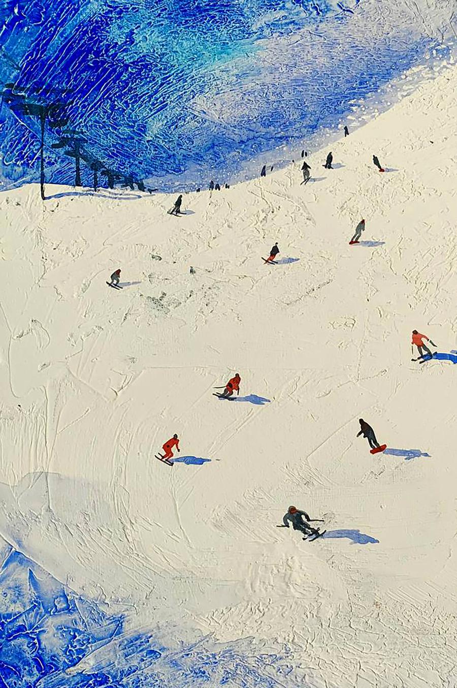 Watercolor painting Descent from Snow Mountain Olena Klimenko
