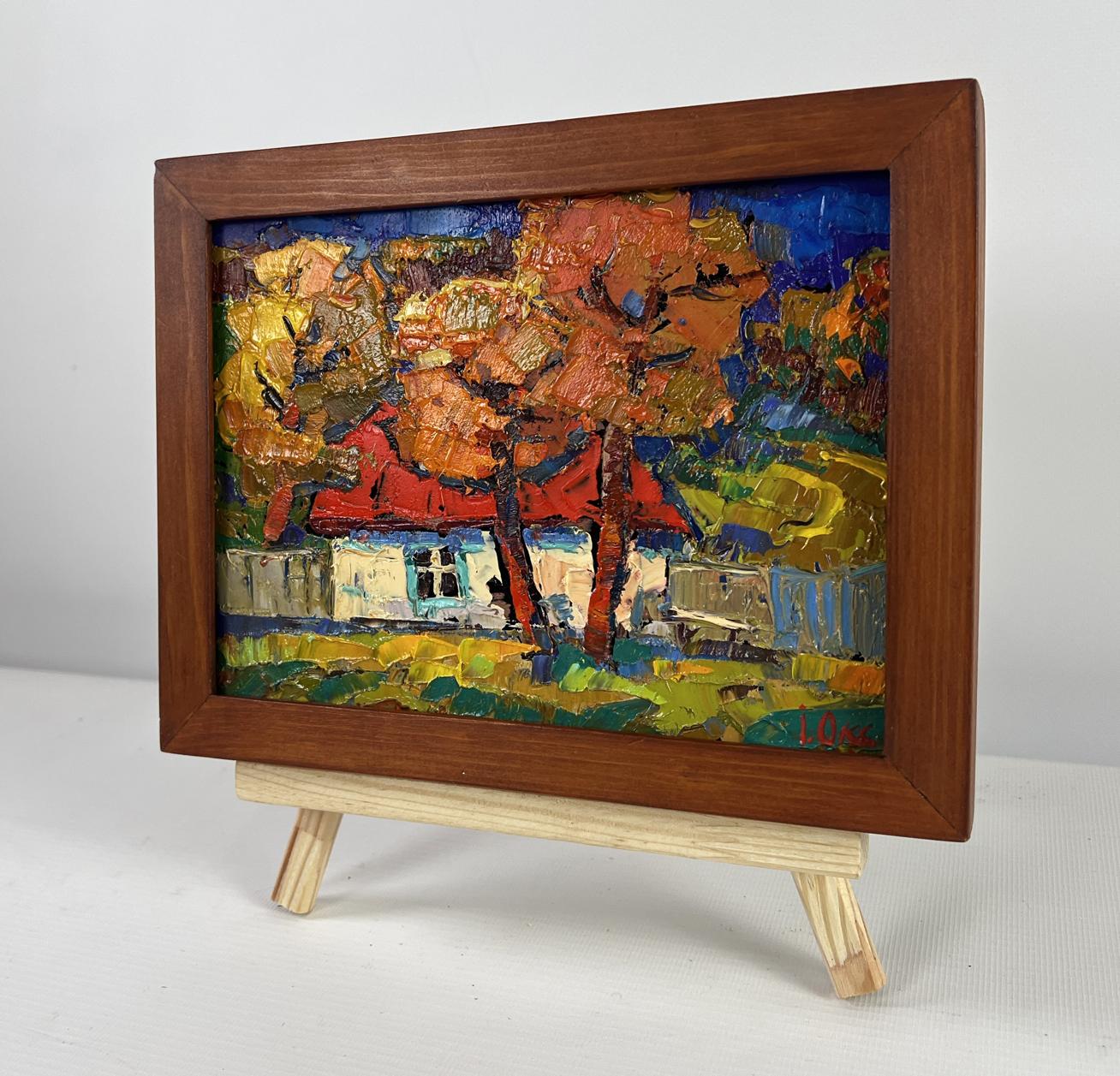 Oil painting Warmth of an autumn day Oksana Ivanyuk in wooden frame