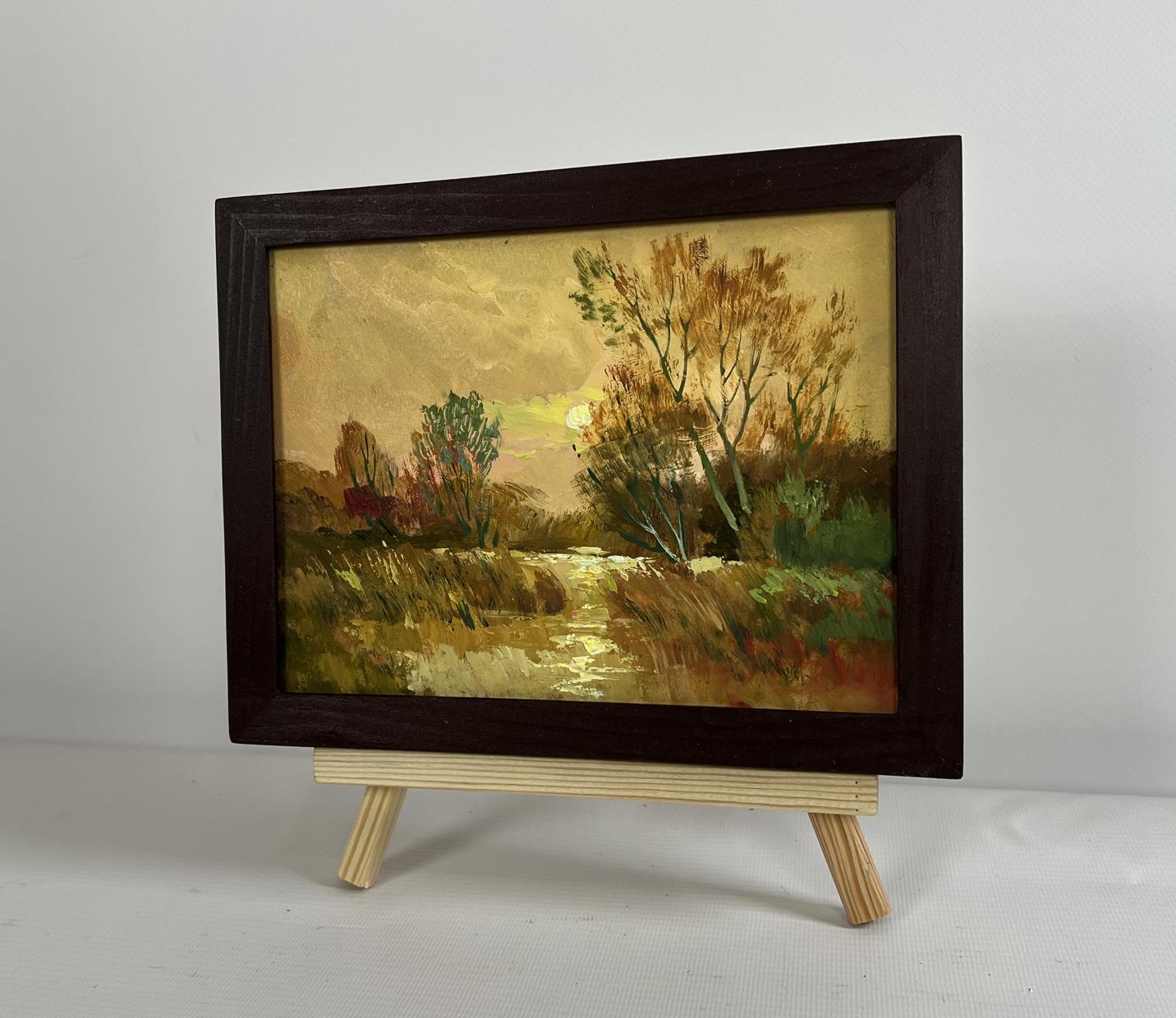 Oil painting A quiet evening in orange tones by Yuriy Suprunchuk