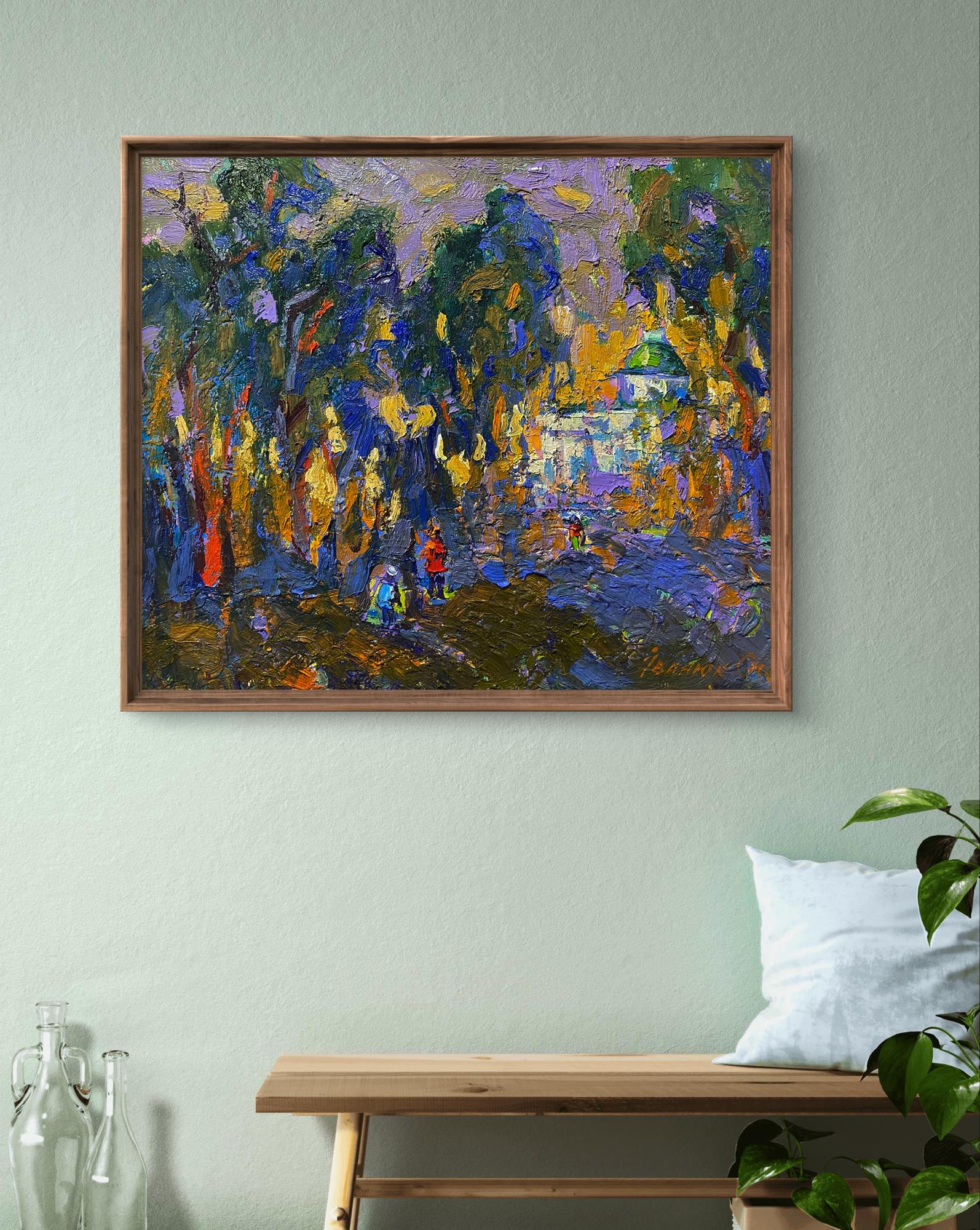 Oil painting Alley in the park by Oleksiy Ivanyuk in rustic frame