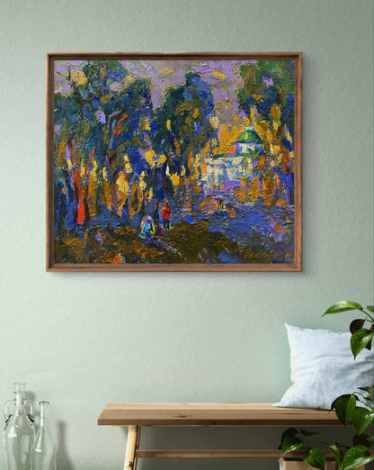 Oil painting Alley in the park by Oleksiy Ivanyuk in rustic frame