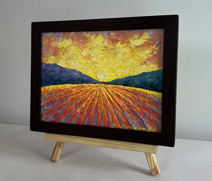 Oil painting Warm light of the fading day by V. Zadorozhnya in black frame